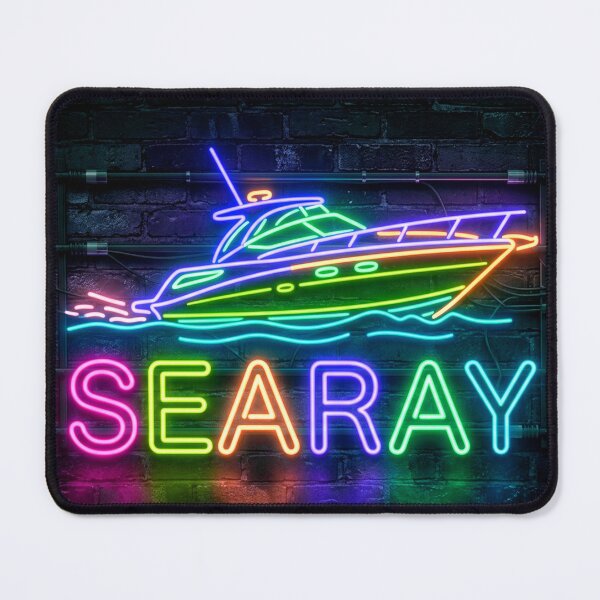 Item preview, Neon Searay Boat Retro Illustration designed and sold by ExploreAura Studio.