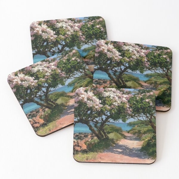 Item preview, Hawaiian Tropical Beach Path with Flowering Tree and Turquoise Ocean v4 designed and sold by daila70.