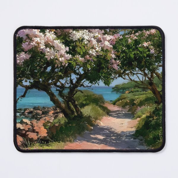 Item preview, Hawaiian Tropical Beach Path with Flowering Tree and Turquoise Ocean v4 designed and sold by daila70.