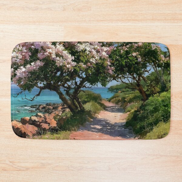 Item preview, Hawaiian Tropical Beach Path with Flowering Tree and Turquoise Ocean v4 designed and sold by daila70.