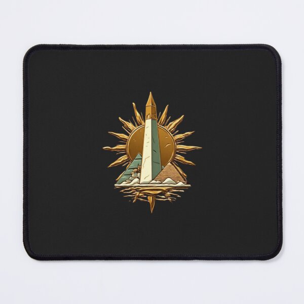 Item preview, Golden Sunburst with Obelisk & Sphinx | Elysium Echoes Icon 01 designed and sold by Shift-Bloom.