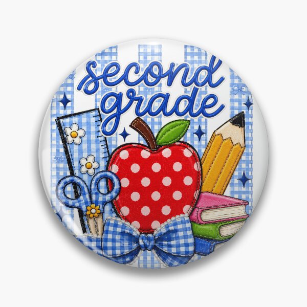 Item preview, Striped Preppy Second Grade Blue Gingham Apple Pencil Back To School Teacher designed and sold by VGAfanatic.