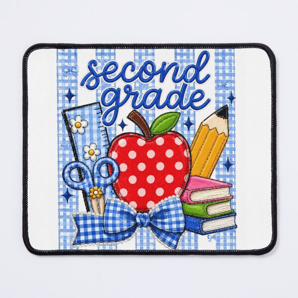 Item preview, Striped Preppy Second Grade Blue Gingham Apple Pencil Back To School Teacher designed and sold by VGAfanatic.