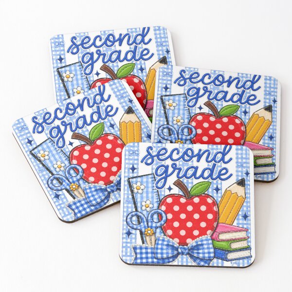 Item preview, Striped Preppy Second Grade Blue Gingham Apple Pencil Back To School Teacher designed and sold by VGAfanatic.