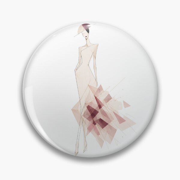 Item preview, Atelier – Geometric Elegance | Luxury Cubism Fashion Illustration in Ruby. designed and sold by NewtBoo.