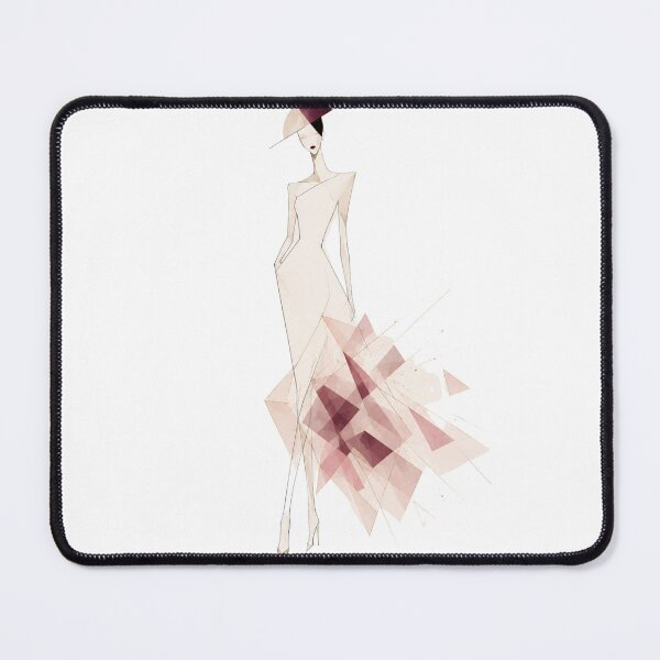 Item preview, Atelier – Geometric Elegance | Luxury Cubism Fashion Illustration in Ruby. designed and sold by NewtBoo.