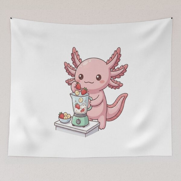 Item preview, Cute Axolotl Making Strawberry Smoothie designed and sold by Ella_Sketch.
