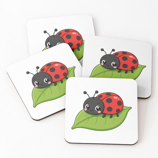 Item preview, Cute Ladybug on Leaf Kawaii Cartoon Nature Design designed and sold by Seculinator.