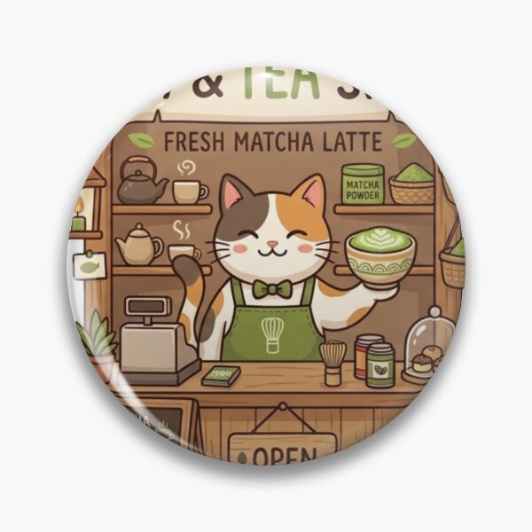 Item preview, Cat & Tea Shop: Fresh Matcha Latte designed and sold by HikuShop.