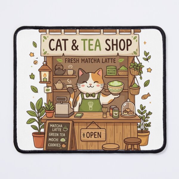 Item preview, Cat & Tea Shop: Fresh Matcha Latte designed and sold by HikuShop.