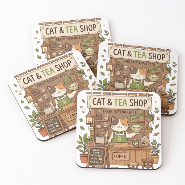 Item preview, Cat & Tea Shop: Fresh Matcha Latte designed and sold by HikuShop.