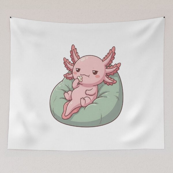 Item preview, Cute Axolotl Relaxing Eating Popcorn designed and sold by Ella_Sketch.