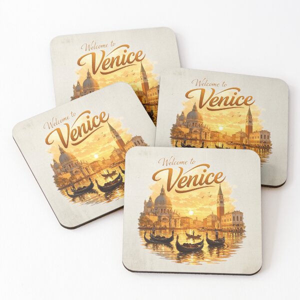 Item preview, Venice Italy Retro Skyline With Gondolas – Warm Nostalgic Art designed and sold by MysticOzzy.