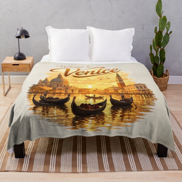 Item preview, Venice Italy Retro Skyline With Gondolas – Warm Nostalgic Art designed and sold by MysticOzzy.