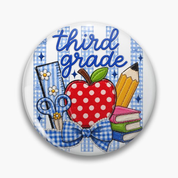 Item preview, Striped Preppy Third Grade Blue Gingham Apple Pencil Back To School Teacher designed and sold by VGAfanatic.