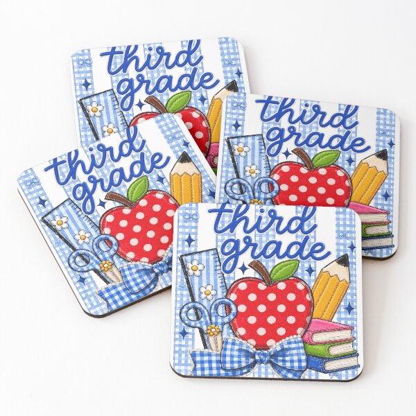 Item preview, Striped Preppy Third Grade Blue Gingham Apple Pencil Back To School Teacher designed and sold by VGAfanatic.