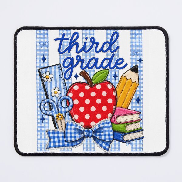 Item preview, Striped Preppy Third Grade Blue Gingham Apple Pencil Back To School Teacher designed and sold by VGAfanatic.