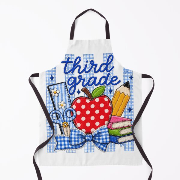 Item preview, Striped Preppy Third Grade Blue Gingham Apple Pencil Back To School Teacher designed and sold by VGAfanatic.