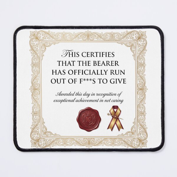 Item preview, Official Certificate Zero F Given Funny Inappropriate Design designed and sold by LunaMarkos.