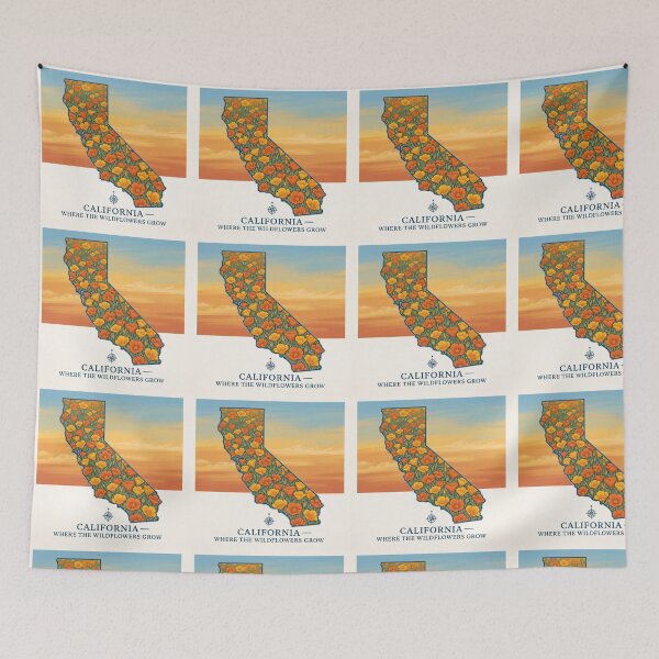 Item preview, California Poppy Shirt – State Outline Wildflower Pride Sunset Palette Tee designed and sold by DmaarGroup.