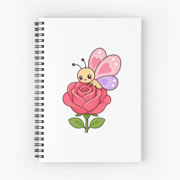 Item preview, Cute Butterfly on Rose Kawaii Cartoon Flower Nature Design designed and sold by Seculinator.