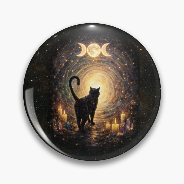 Item preview,  Black cat silhouette (My Familiar) walking toward a radiant cosmic portal designed and sold by MysticOzzy.