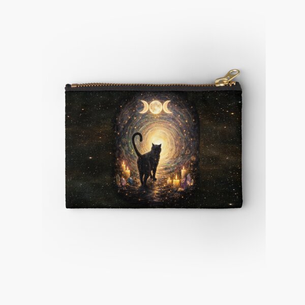 Item preview,  Black cat silhouette (My Familiar) walking toward a radiant cosmic portal designed and sold by MysticOzzy.