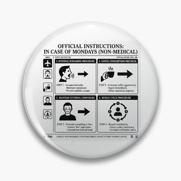 Item preview, Funny Monday Emergency Instructions Inappropriate Humor Design designed and sold by LunaMarkos.