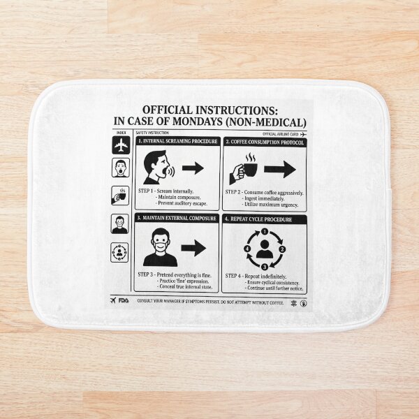 Item preview, Funny Monday Emergency Instructions Inappropriate Humor Design designed and sold by LunaMarkos.