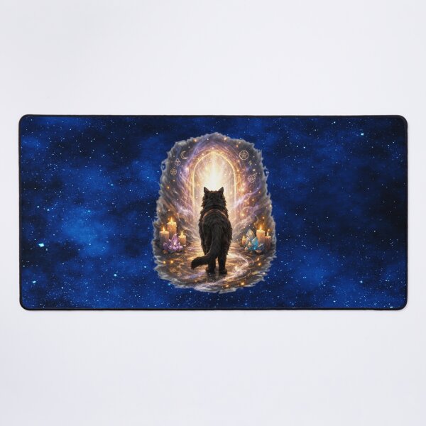 Item preview, Coming Home – Cosmic Black Cat Portal Art designed and sold by MysticOzzy.