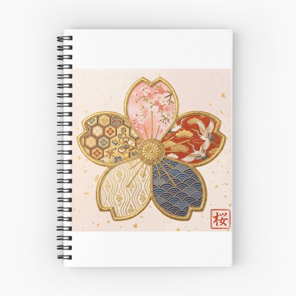 Item preview, Sakura — Japanese Cherry Blossom Crest Art Print | Crane & Cherry Blossom Kamon Pattern designed and sold by KimonoKotoba.