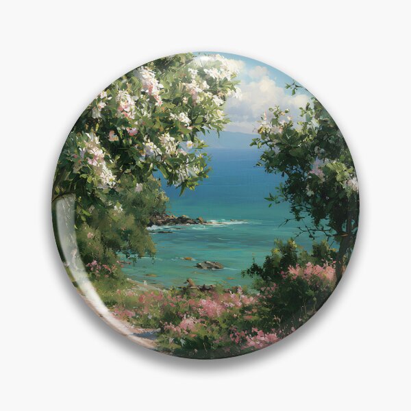 Item preview, Hawaiian Tropical Beach Path with Flowering Tree and Turquoise Ocean v5 designed and sold by daila70.