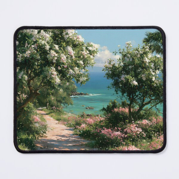 Item preview, Hawaiian Tropical Beach Path with Flowering Tree and Turquoise Ocean v5 designed and sold by daila70.