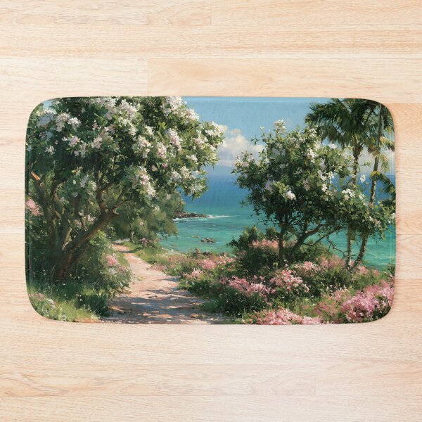 Item preview, Hawaiian Tropical Beach Path with Flowering Tree and Turquoise Ocean v5 designed and sold by daila70.