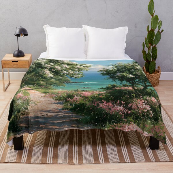 Item preview, Hawaiian Tropical Beach Path with Flowering Tree and Turquoise Ocean v5 designed and sold by daila70.