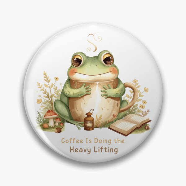 Item preview, Coffee Is Doing The Heavy Lifting Cute Frog  designed and sold by Cozy Chaos Studio Co.
