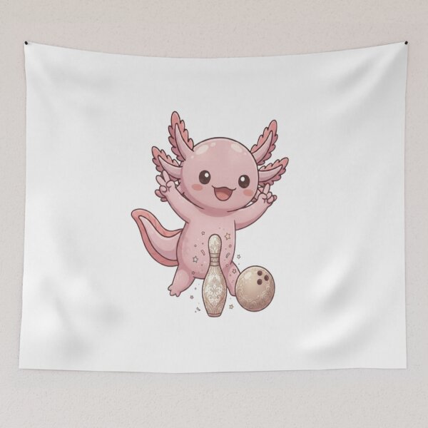 Item preview, Cute Axolotl Playing Bowling Game designed and sold by Ella_Sketch.