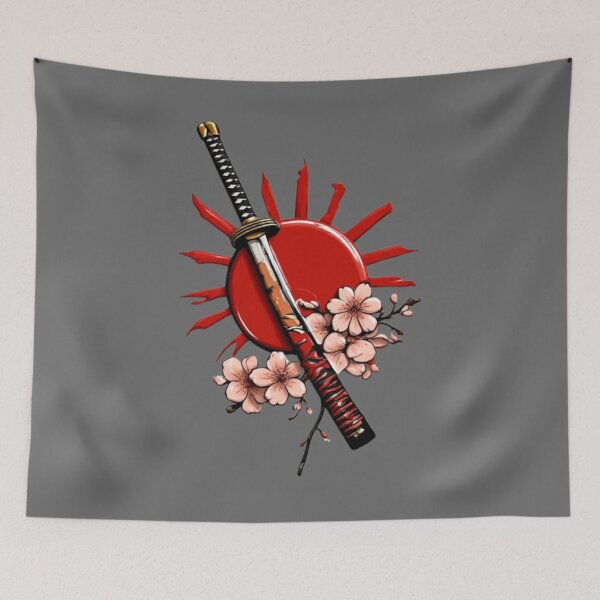 Item preview, Samurai Katana with Red Sun & Cherry Blossom | Elysium Echoes Icon 01 designed and sold by Shift-Bloom.