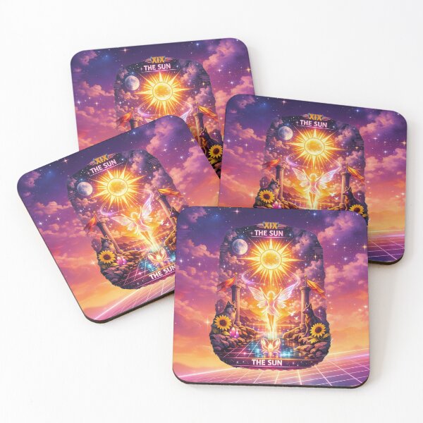 Item preview, Neon Vaporwave Tarot Illustration – The Sun designed and sold by MysticOzzy.