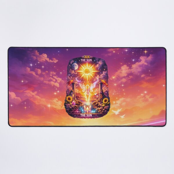 Item preview, Neon Vaporwave Tarot Illustration – The Sun designed and sold by MysticOzzy.