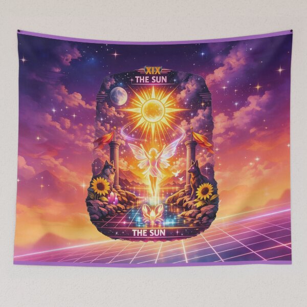 Item preview, Neon Vaporwave Tarot Illustration – The Sun designed and sold by MysticOzzy.