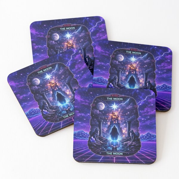 Item preview, Vaporwave The Moon Tarot – Neon Cosmic Design designed and sold by MysticOzzy.