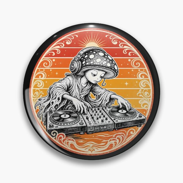 Item preview, Mushroom DJ Retro Sunset EDM Rave Festival Electronic Music designed and sold by CutOutIdols.