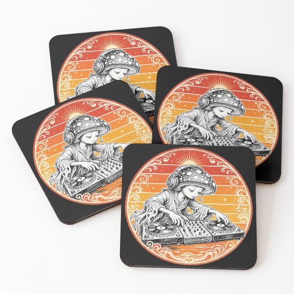 Item preview, Mushroom DJ Retro Sunset EDM Rave Festival Electronic Music designed and sold by CutOutIdols.