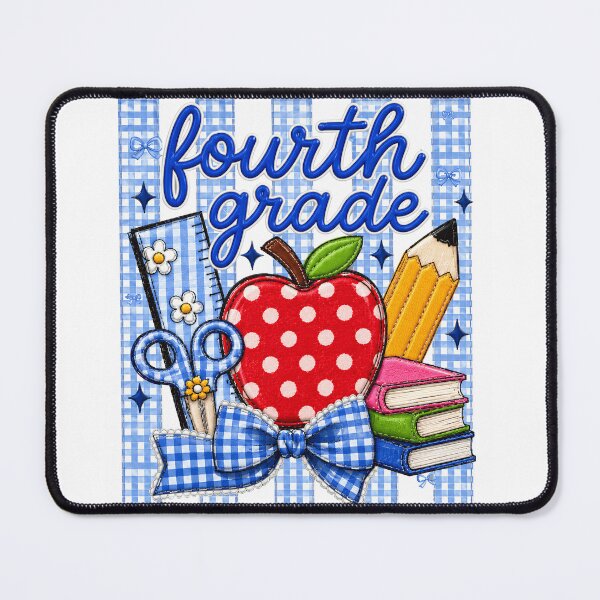 Item preview, Striped Preppy Fourth Grade Blue Gingham Apple Pencil Back To School Teacher designed and sold by VGAfanatic.