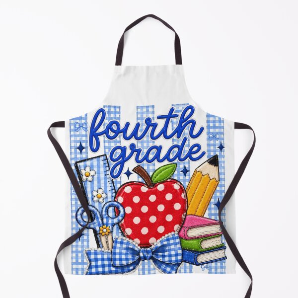 Item preview, Striped Preppy Fourth Grade Blue Gingham Apple Pencil Back To School Teacher designed and sold by VGAfanatic.