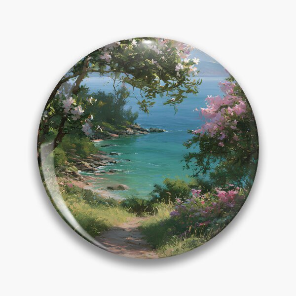 Item preview, Hawaiian Tropical Beach Path with Flowering Tree and Turquoise Ocean v6 designed and sold by daila70.