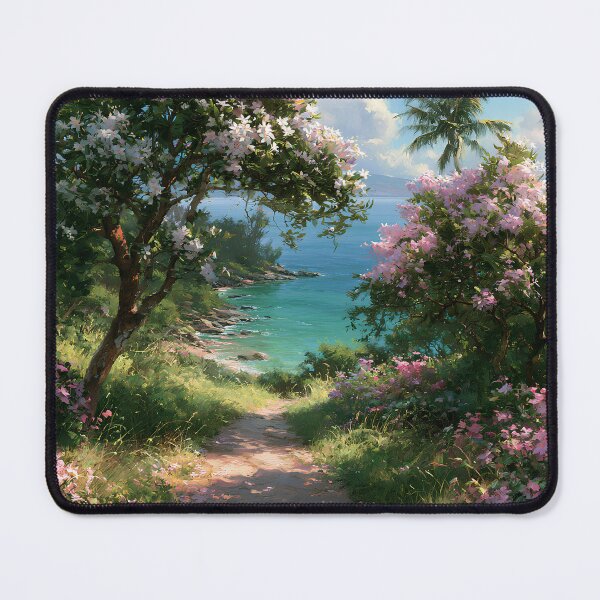 Item preview, Hawaiian Tropical Beach Path with Flowering Tree and Turquoise Ocean v6 designed and sold by daila70.