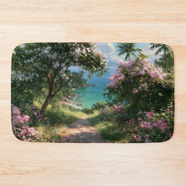 Item preview, Hawaiian Tropical Beach Path with Flowering Tree and Turquoise Ocean v6 designed and sold by daila70.