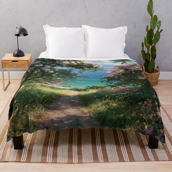 Item preview, Hawaiian Tropical Beach Path with Flowering Tree and Turquoise Ocean v6 designed and sold by daila70.